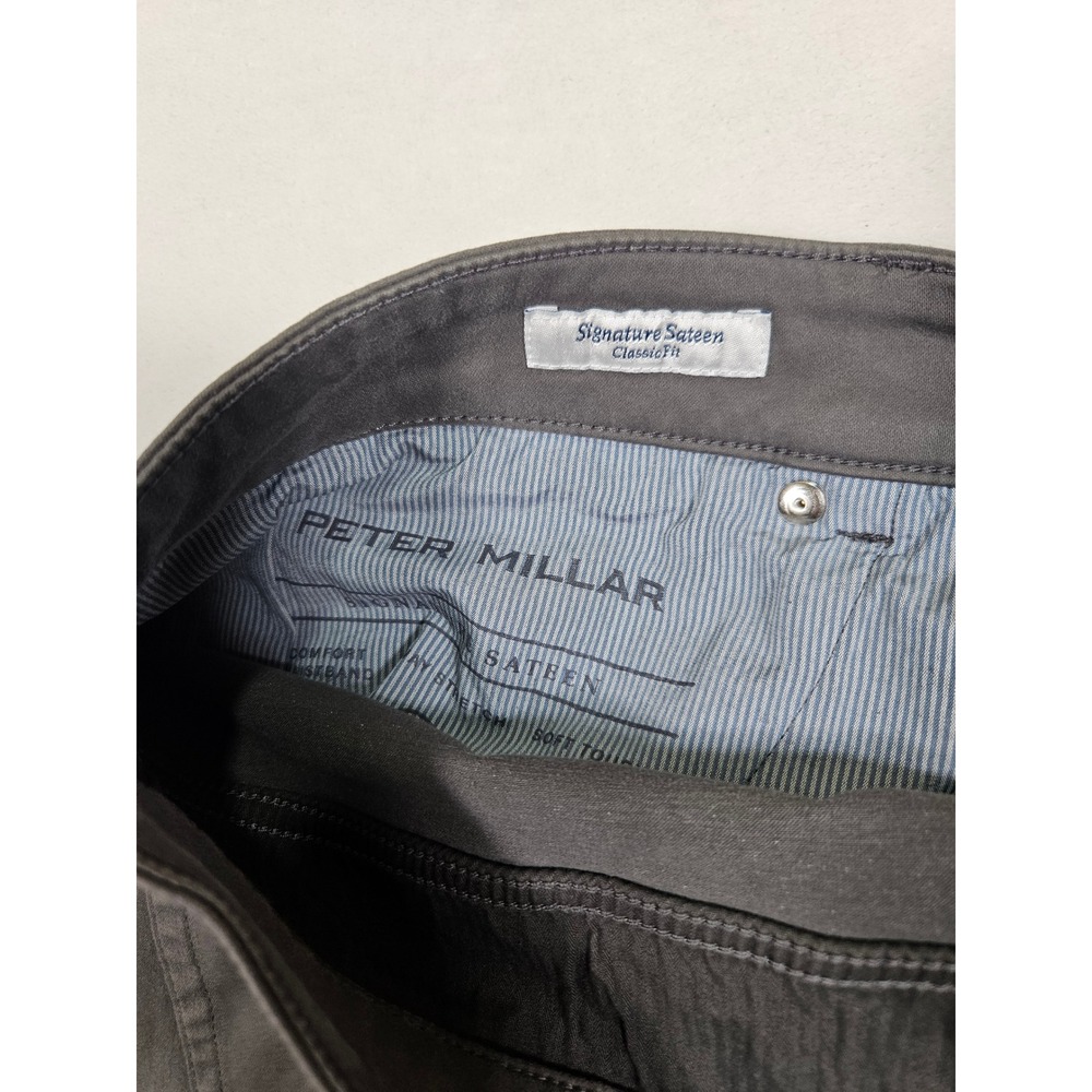 Peter Millar Signature Sateen Classic Fit Gray Pants Men's 40L Stretch 5-Pocket - Picture 6 of 10